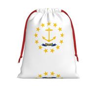 Kycvds Rhode Island State Flag Printing Drawstring Gift Bag With Red Ribbon Closure,15.8x20.9 In For Christmas For Adults Festival Use