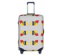 Kycvds Romania Flag Map01 Luggage Cover Suitcaseprotector Fits 18-32 Inch Luggage Custom Luggage Cover Personalized Suitcase, White, Medium