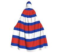 Kycvds Russian Flag Printing 57.8 Inches Length Hooded Cloak, Adult Halloween Wizard Robe, Large Hood,Perfect For Cosplay, Black, One Size