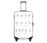 Kycvds Sign Language Alphabet Printing Suitcase Cover, Stretchable Suitcase Cover For Travel Business, Fixing Buckle,Handle Holes, White, S