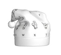 Kycvds Sign Language Alphabet Santa Hat Holiday For Adults Unisex Velvet Comfort Extra Thicken Hat For New Year