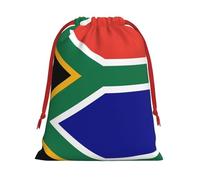 Kycvds South African Flag Printing Drawstring Gift Bag With Red Ribbon Closure,15.8x20.9 In For Christmas For Adults Festival Use