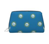 Kycvds South Dakota Flag Toiletry Cosmetics Bag, Portable Travel Cosmetic Makeup Bag,Pvc Leather,With Compartments, Silver, One Size