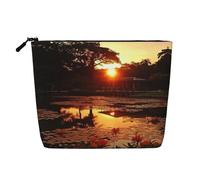 Kycvds Sunset Stunning Lake Bridge Small Cosmetic Bag Travel Accessories Storage Bag Cosmetic Box Birthday Gift Christmas Gift Beautiful, Black, One Size
