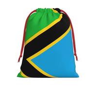 Kycvds Tanzania Flag Printing Drawstring Gift Bag With Red Ribbon Closure,15.8x20.9 In For Christmas For Adults Festival Use