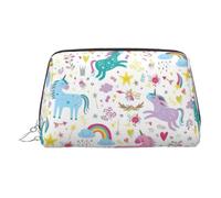 Kycvds Unicorns Pink Toiletry Cosmetics Bag, Portable Travel Cosmetic Makeup Bag,Pvc Leather,With Compartments, Silver, One Size