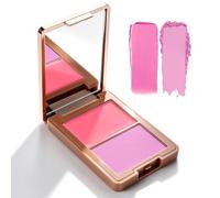 KYDA 2 Colors Blush Palette, 2-in-1 Cream and Powder Blush Makeup for Cheeks & Lips, High Pigment Natural Glow Face Blusher, Blush Contour Makeup Palett, 04#Lilac