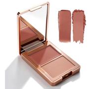 KYDA 2 Colors Blush Palette, 2-in-1 Cream and Powder Blush Makeup for Cheeks & Lips, High Pigment Natural Glow Face Blusher, Blush Contour Makeup Palett, 03#Warm Rose