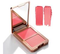 KYDA 2 Colors Blush Palette, 2-in-1 Cream and Powder Blush Makeup for Cheeks & Lips, High Pigment Natural Glow Face Blusher, Blush Contour Makeup Palett, 01#Soft Pink