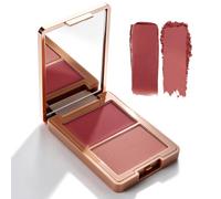 KYDA 2 Colors Blush Palette, 2-in-1 Cream and Powder Blush Makeup for Cheeks & Lips, High Pigment Natural Glow Face Blusher, Blush Contour Makeup Palett, 02#Cool Rose