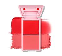 KYDA 2 Colors Cream and Powder Blush Duo, Two Tone Pigmented Buildable Pressed Powder, Rosy Natural Cheeks Matte Finish, for All Skin Color, 05