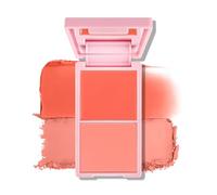 KYDA 2 Colors Cream and Powder Blush Duo, Two Tone Pigmented Buildable Pressed Powder, Rosy Natural Cheeks Matte Finish, for All Skin Color, 01