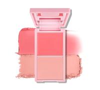 KYDA 2 Colors Cream and Powder Blush Duo, Two Tone Pigmented Buildable Pressed Powder, Rosy Natural Cheeks Matte Finish, for All Skin Color, 02