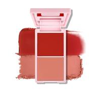 KYDA 2 Colors Cream and Powder Blush Duo, Two Tone Pigmented Buildable Pressed Powder, Rosy Natural Cheeks Matte Finish, for All Skin Color, 03