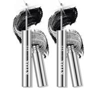 KYDA 2 Pcs Black Washable Metal Mascara, Extra Slim Super Curling Voluming Eyelash, Bristleless Metal Brush Mascara, Lasting No Flaking Pigment