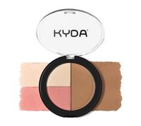 KYDA 3 Colors Highlighting Eye & Cheek Palette, 3-in-1 Makeup Palette - Matte Bronzer + Shimmer Highlighter and Blush, Radiance Glow Face Highlighter Contour Makeup for Women, Full Size, Vegan Beauty