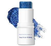 KYDA Body Glitter Stick, Chunky Glitter Gel for Face Body Hair, Sparkling Holographic Mermaid Sequins Paint, Waterproof Multiuse Makeup Glitter Gel, Blue