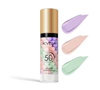 KYDA Color Correcting Face Primer, SPF 50 PA+++, Moisturizing Makeup Primer, One Step Brightening Primer to Even Skin Tone, Oil Control Skin Corrector, Sheer Finish, Refreshing, Purple Pink Green