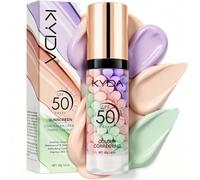 KYDA Color Correcting Face Primer, SPF 50 P Moisturizing Makeup Primer, One Step Brightening Primer to Even Skin Tone, Oil Control Skin Corrector, Sheer Finish, Refreshing, Purple Pink Green