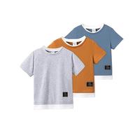 KYDA KIDS 3 Pack 100% Cotton Regular Fit Half Sleeve Solid Color Crew Neck T-Shirt for Boys, Combo 1., 15-16 Y