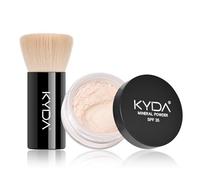 KYDA Mineral Powder, SPF 35, Translucent Face Loose Powder, Sheer Coverage, Weightless Oil Free Setting, 0.28 oz, Veil Translucent, with Foundation Brush