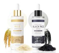 KYDA Rice Polish & Black Rice Serum Duo - Exfoliating Scrub for Face and Body, Brightening Essence, Improves Blackheads, Texture & Pores - For All Skin Types, Vegan, Cruelty-Free, 03
