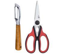 KYDIFS Left Handed Kitchen Scissors and Left Handed Peeler, All Purpose Lefty Stainless Steel Shears and Peelers for Adults, Great for Kitchen, Home (2 Pack)