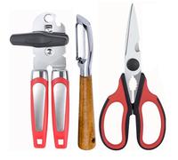 KYDIFS Left Handed Kitchen Scissors Shears and Can Opener, Peeler Set, Lefty Kitchen Tools Utensils for Left Hand People/Adults(3 in 1)
