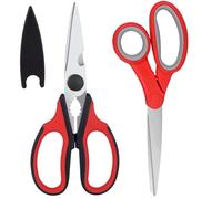KYDIFS Left Handed Scissors and Left Handed Kitchen Scissors, Lefty Shears Stainless Steel for Kitchen, Office, Home, Arts and Crafts (2 Pack)