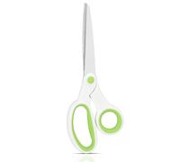 KYDIFS Left Handed Scissors for Adults Student Kids, 8" Heavy Duty Stainless Steel Lefty Scissors for Office, Home, Arts and Crafts, Green and White (1 Pack)