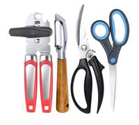 KYDIFS Left Handed Scissors, Kitchen Shears, Can Opener, Peeler Set, Lefty Tools Utensils for Left Hand People/Adults (4 in 1)