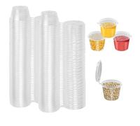 KYEDGC 100 PCS 1oz Small Plastic Containers With Lids, 25ml Pots, Reusable Jelly Pots for Sauce, Salad Dressings & Portion Control