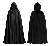 KYEDGC 160CM Black Cloak Costume Black Cape Wizard Costume Adult Voldemort Costumes Grim Reaper Vampire Witch Carnival Halloween Adult Wizard Costumes, Suitable for Adults