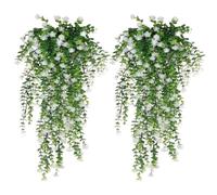 KYEDGC 2 Artificial Hanging Flowers, White Wisteria Plant for Flower Wall Decor, Artificial Hanging Plants Indoor and Outdoor, 35 Cm Faux Wisteria Vines
