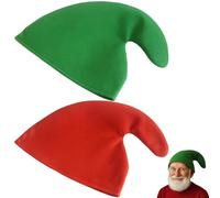KYEDGC 2 Pcs Gnome Hat, Gnome Costume Accessories for Adults, Elf Costume Men, Festive Headwear for Halloween, Christmas, Cosplay Parties and Themed Events, Red and Green