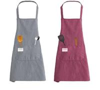 KYEDGC Aprons for Women, 2Pcs Unisex Adjustable Apron with 2 Pockets, kitchen Apron Chef Aprons for Women Men Aprons for Cooking Gardening for Kitchen, Restaurant, Coffee House (Date Red, Gray)