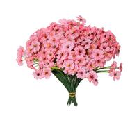 KyeeaDIY 18 Stems Violet Fake Flowers Artificial Flower Set Simulation Outdoor，Indoor Plastic Flowers for Vase, Home Garden Decor No Maintenance, Bendable Stems (Pink)