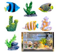 KyeeaDIY 7pcs Fish Tank Decorations Artificial Fishes Floating Aquarium Decorations Thematic Ornaments Artificial Resin Aquatic Plants for Cichlid Goldfish Fish Tank Accessories (7PCS), EU6M4187AM