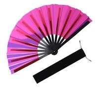 KyeeaDIY Folding Hand Fan, Popping Fan Clacking Fans for Line Dancing, Large Hand Fans for Women, Boots on The Ground Fan with Holster for Outdoor, Wedding, Party, Decoration (Purple)