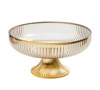 KYEQATY Amber Aureate Edge Plastic Fruit Bowl, Decorative Pedestal Sweet Bowl, Snacks Fruit Basket, Farmhouse Kitchen Breads Snacks Home Ornaments