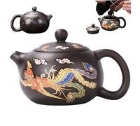 KYEQATY Ceramic Teapot Dragon and Phoenix Chinese Teapot Color Changing Kung Fu Tea Pot with Handle and Infuser 250ml Wide Mouth Traditional Teapot Gift with Foam Package