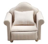 KYEQATY Dollhouse Furniture 1 12 Scale Vintage Dollhouse Couch with Pillow Armchair Living Room Dollhouse Furniture Wooden Fabric Frame Single Reading Chair for Room Scene Decor Stripe