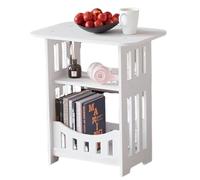 KYEQATY End Table Wooden Hollow Bed Side Table with Top & Bottom Storage Quick Assembly Minimalist Side for Bedroom Living Room Double Layer Home Accessory