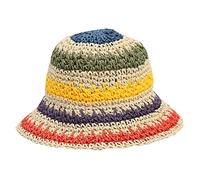 KYEQATY Foldable Wide Brim Sun Hat Colorful Crochet Straw Hat Straw Bucket Hat Outdoor Sun Visor Hat UPF 50+ Summer Hat for Women Girl