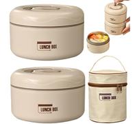 KYEQATY Insulated Lunch Containers 2PCS/Set 600ml and 450ml Stainless Steel Hot Food Lunch Container Detachable Insulated Lunch Box with Leak-Proof Bento Box for School Work Picnic Home Supply