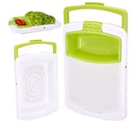 KYEQATY Over the Sink Cutting Board with Strainer 3 in 1 Retractable Chopping Board over Sink for Cutting Washing Draining Plastic Over Sink Cutting Board with Containers for Kitchen Green