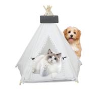 KYEQATY Pet Teepee Dog Tents Small Cat Rabbit Bed Cute Folding Indoor Puppy House for Pets Up to 10Kg with Cushion and Name Plate Sign