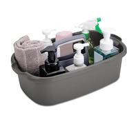 KYEQATY Plastic Cleaning Caddy with Handle Cleaning Supplies Caddy Cleaning Supply Organizer Large Plastic Bucket Portable Shower Basket Tote Gray