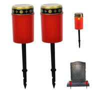 KYEQATY Solar Cemetery Lights 2PCS - Waterproof Memorial Grave Candles With Garden Stake for Outdoor Decorations - Red