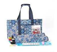 Kyerlish American Mahjong Tile Set with Blue Printed Carrying Bag, 166 Premium Tiles, 4 All-in-One Color Racks/Pushers, Mah Jongg Sets, Mahjong Game Set for Travel, Christmas, Birthday Gifts